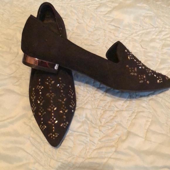 Black flats with rhinestone details - Picture 3 of 5
